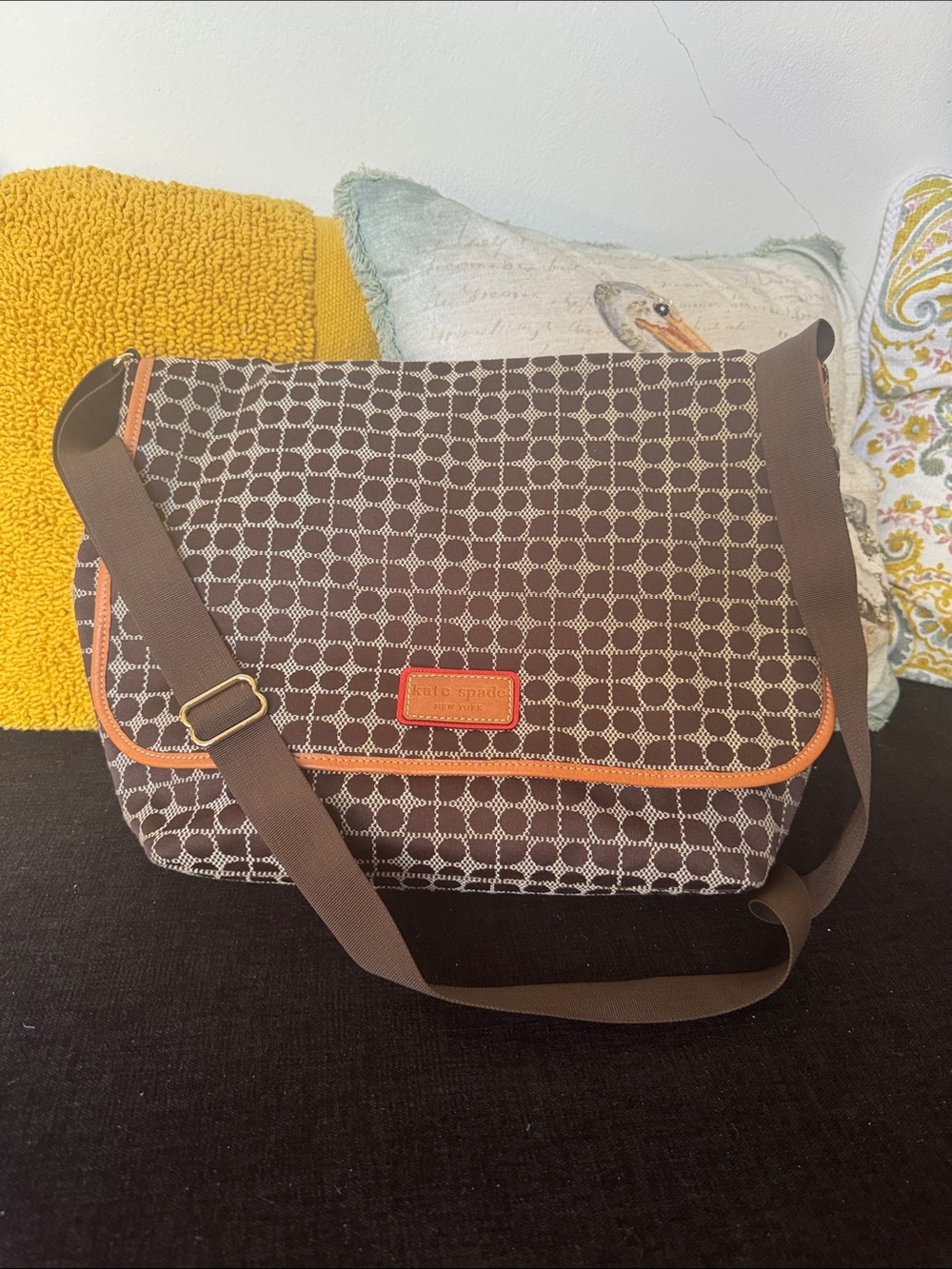 kate spade Black and Tan Geometric Baby Bag